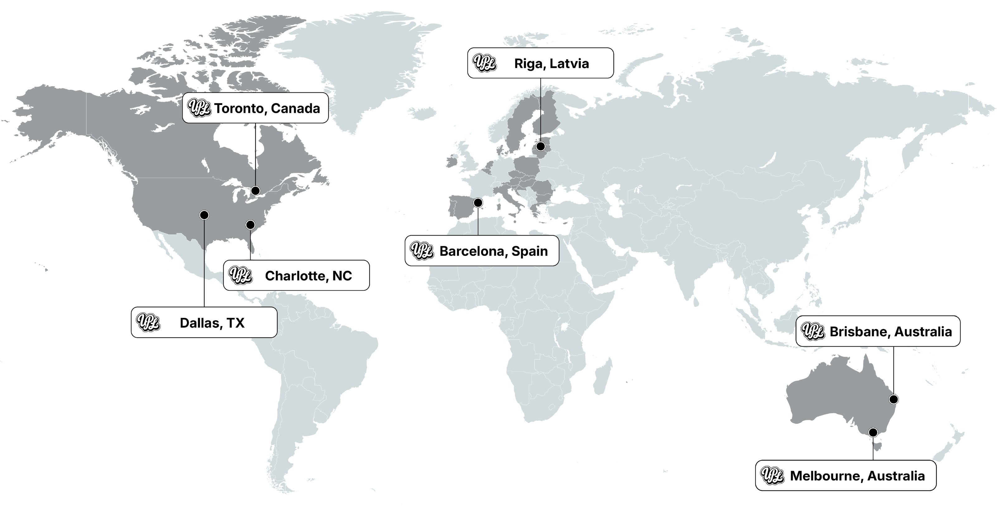 World map showing Printful fulfillment locations