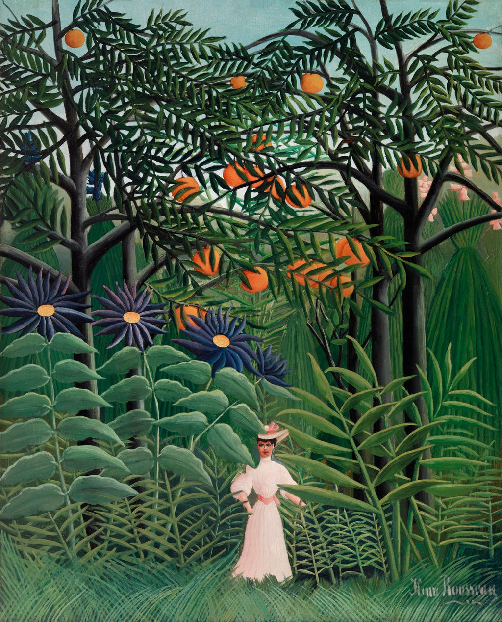 T-shirt Woman Walking In An Exotic Forest Femme Se Promenant Dans Une Foret Exotique Signature