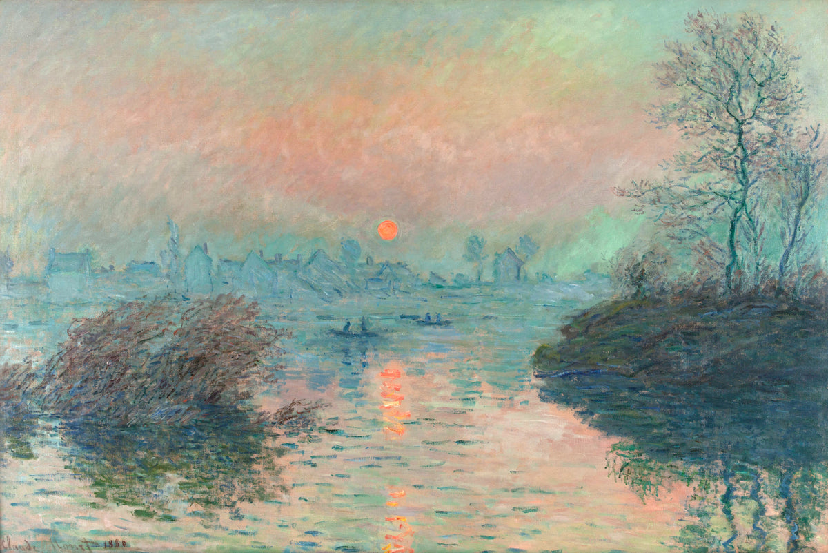 T-shirt Sun Setting On The Seine At Lavacourt Claude Monet High Resolution Famous Painting Essential
