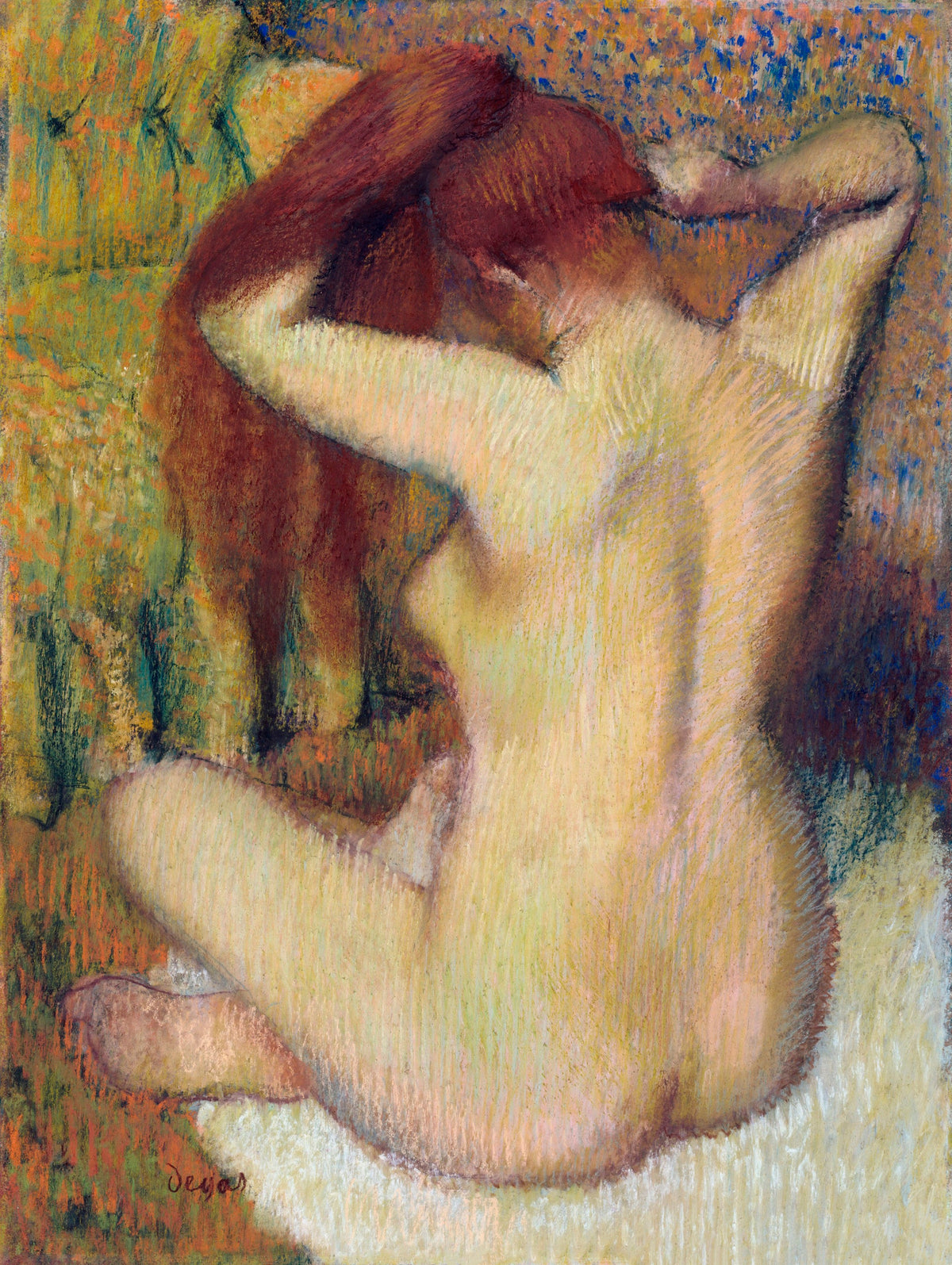 T-shirt Nude Lady Woman Combing Her Hair Signature