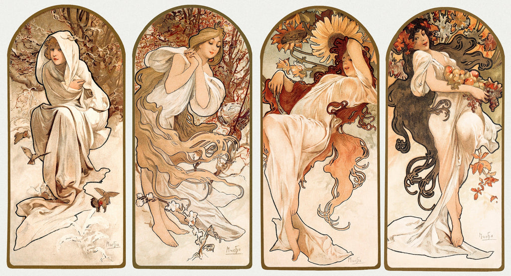 T-shirt Alphonse Maria Mucha The Seasons Famous Art Nouveau Artwork Essential