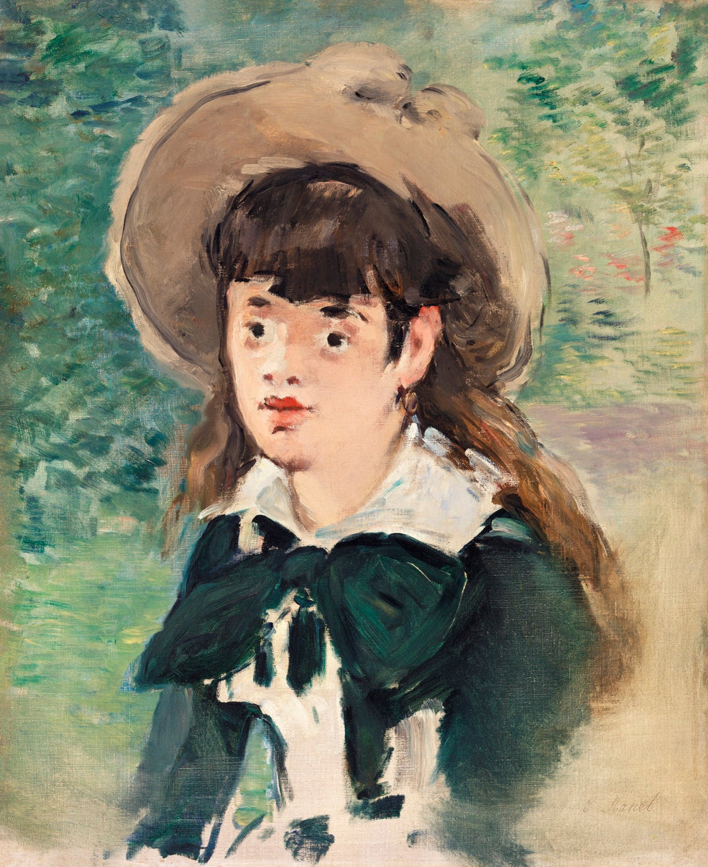 Hoodie Young Girl On A Bench Fillette Sur Un Banc Painting In High Resolution Signature