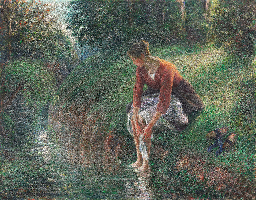 Sweater Woman Bathing Her Feet In A Brook Essential