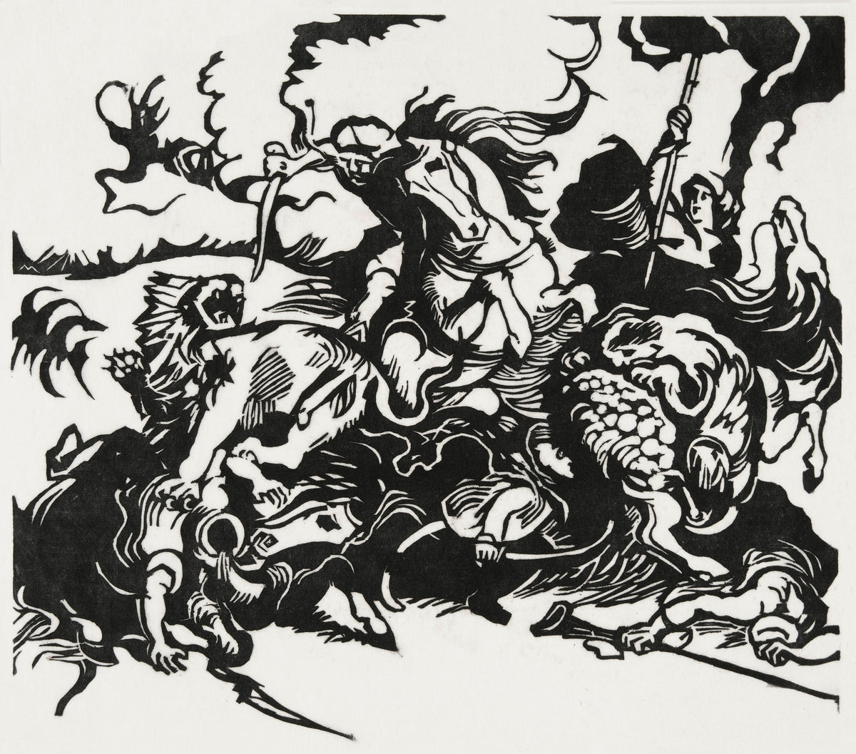 Hoodie Lion Hunt Print Premium