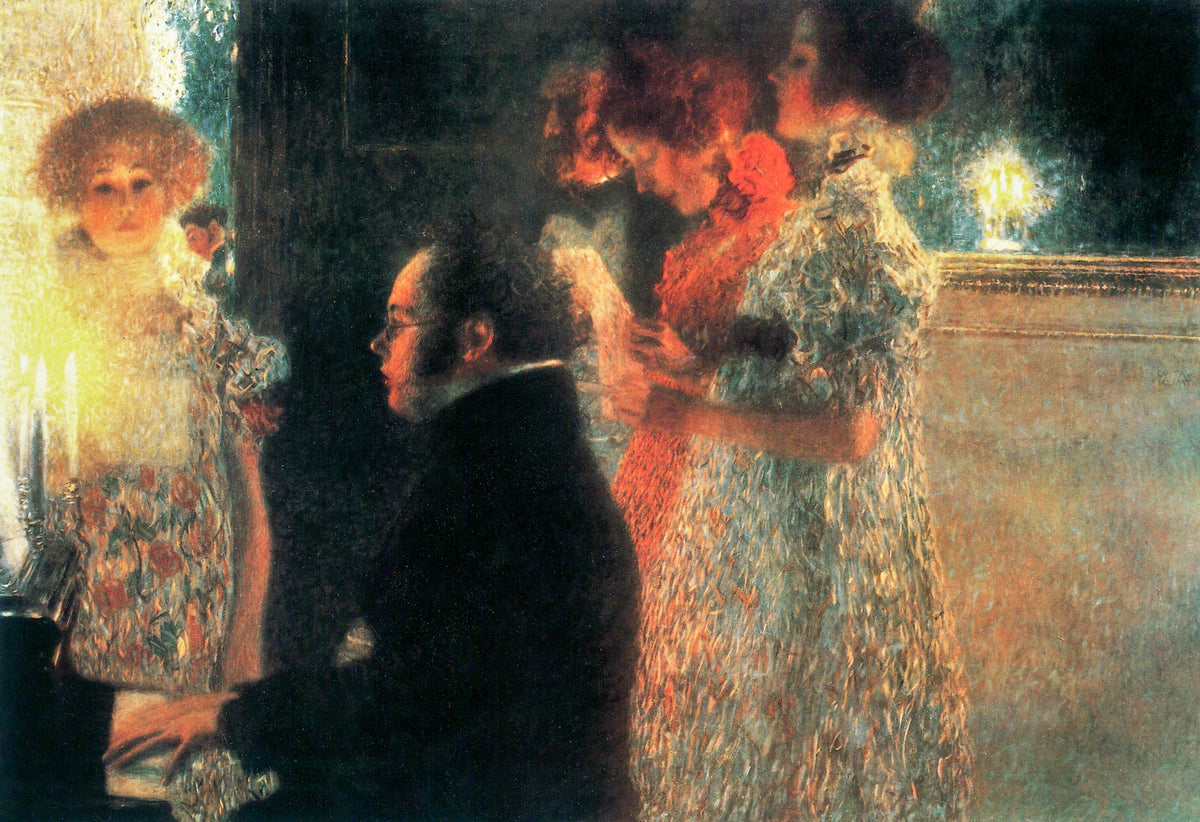 T-shirt Gustav Klimt Schubert At The Piano II Famous Painting Signature