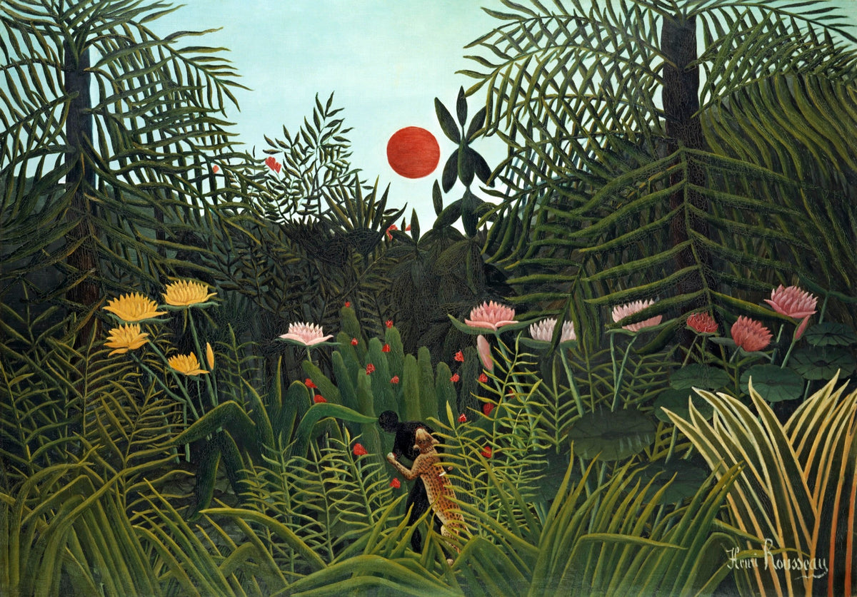 T-shirt Henri Rousseau Virgin Forest With Sunset Famous Painting Essential
