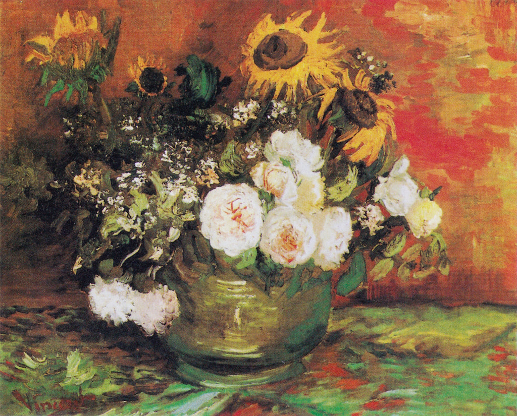 Sweater Vincent Van Gogh Bowl With Sunflowers Roses And Other Flowers Famous Painting Essential