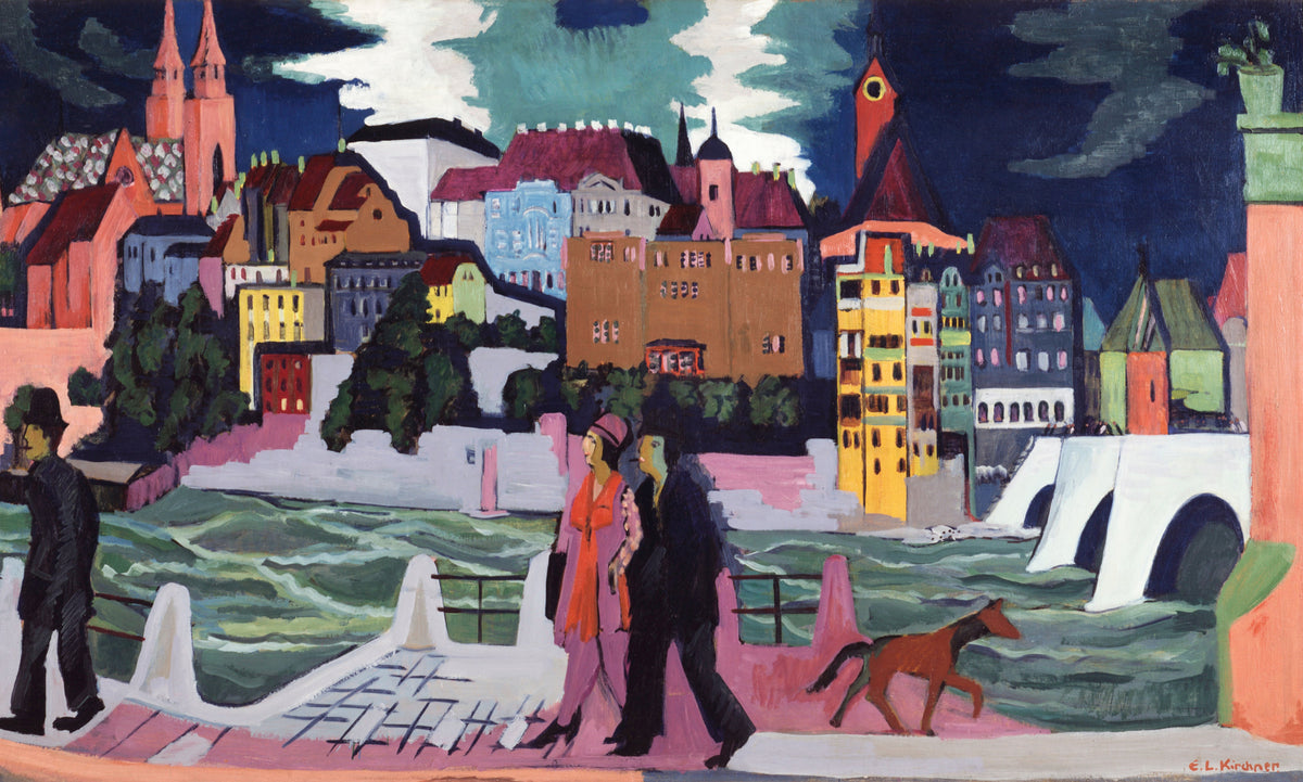 T-shirt Ernst Ludwig Kirchner View Of Basel And The Rhine Famous Painting Premium