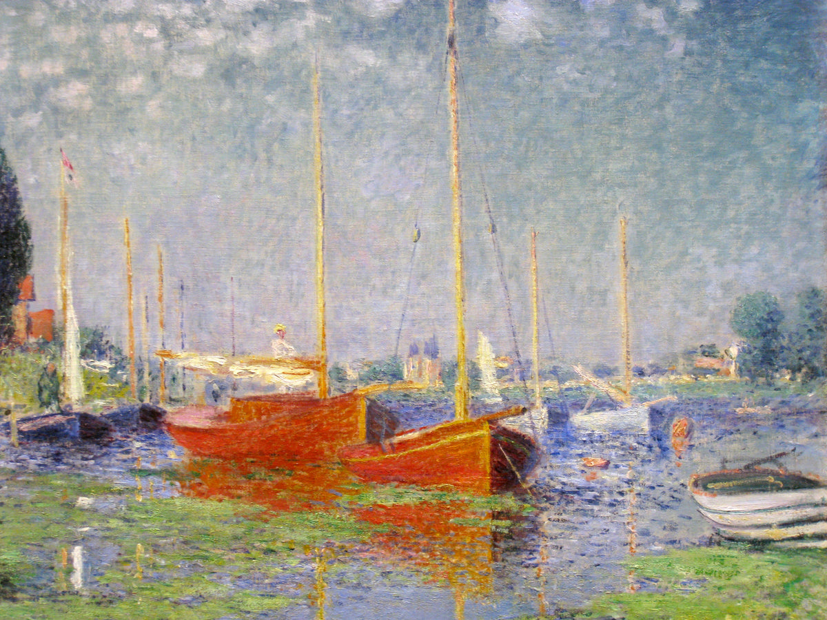 Sweater Claude Monet Red Boats At Argenteuil Famous Painting Signature