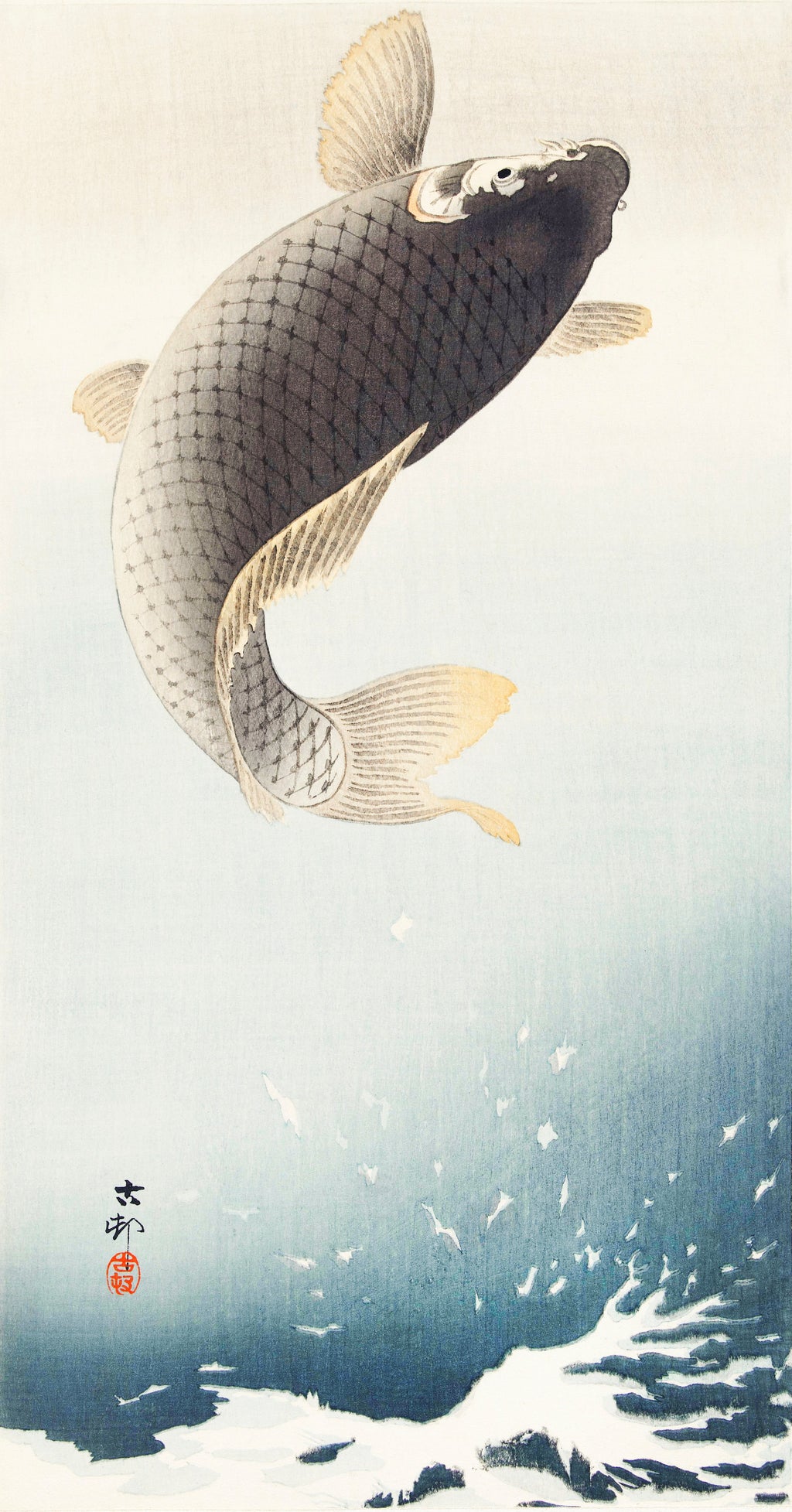 T-shirt A Jumping Carp - Ohara Koson 1900 Essential