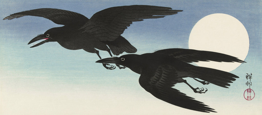 Hoodie Crows At Full Moon - Ohara Koson 1925 Signature