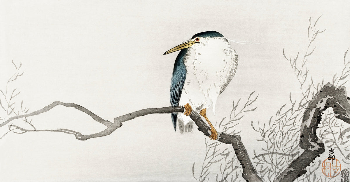 T-shirt Quack On Erratic Branch - Ohara Koson 1900 Signature