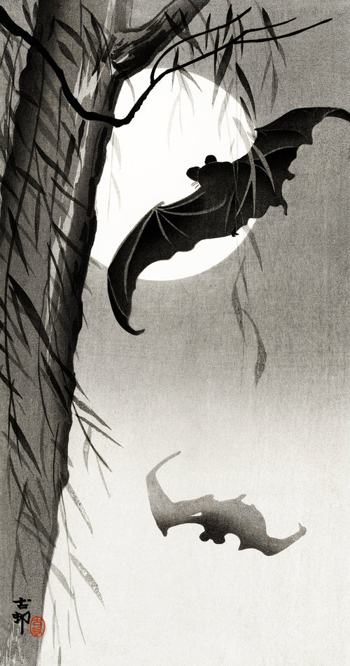 Hoodie Bats Under The Full Moon - Ohara Koson 1900 Essential