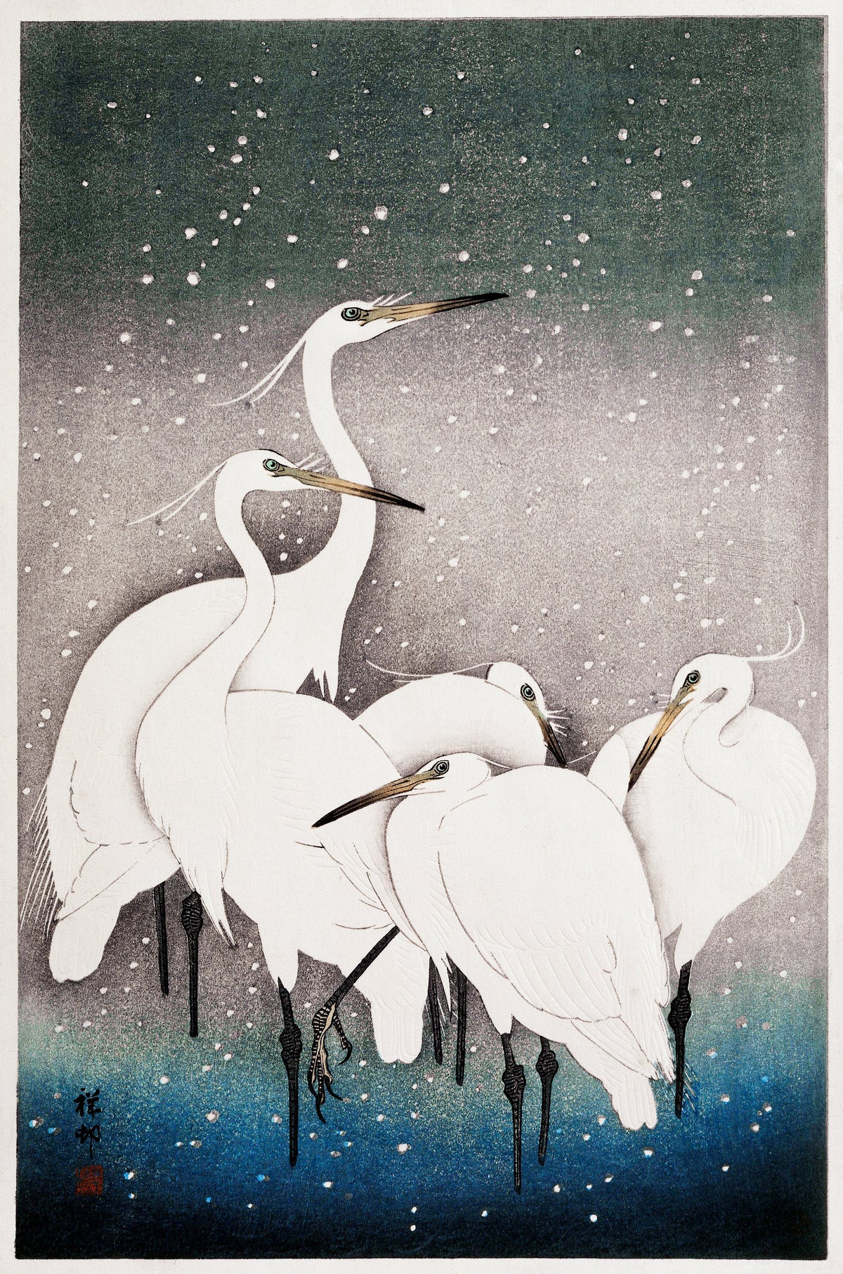 Hoodie Group Of Egrets - Ohara Koson 1925 Signature