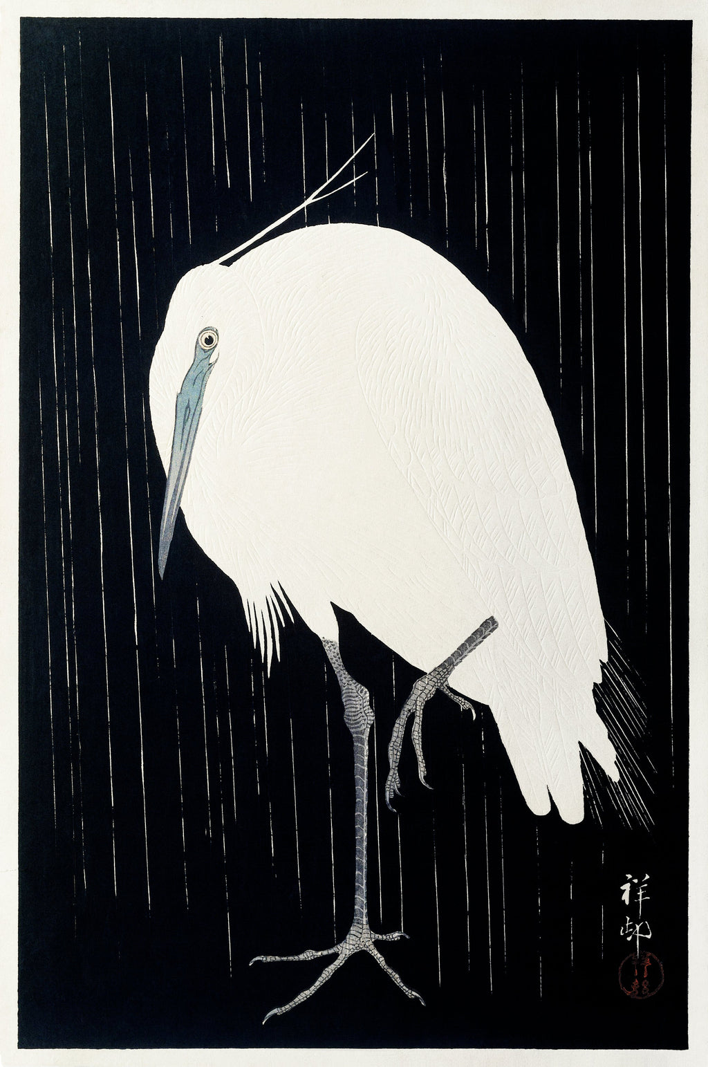 T-shirt Egret In The Rain - Ohara Koson 1925 Essential