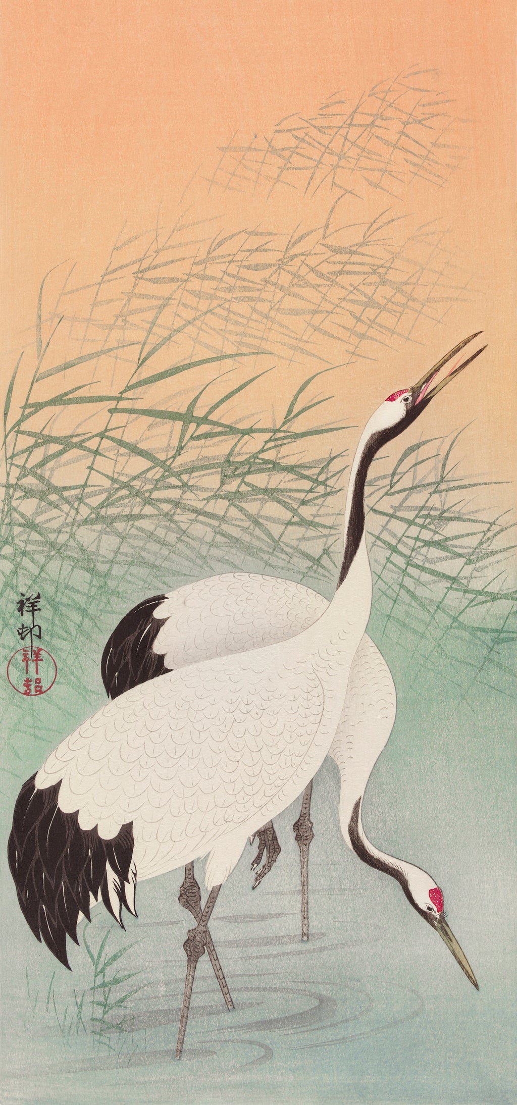 Sweater Two Cranes - Ohara Koson 1925 Signature
