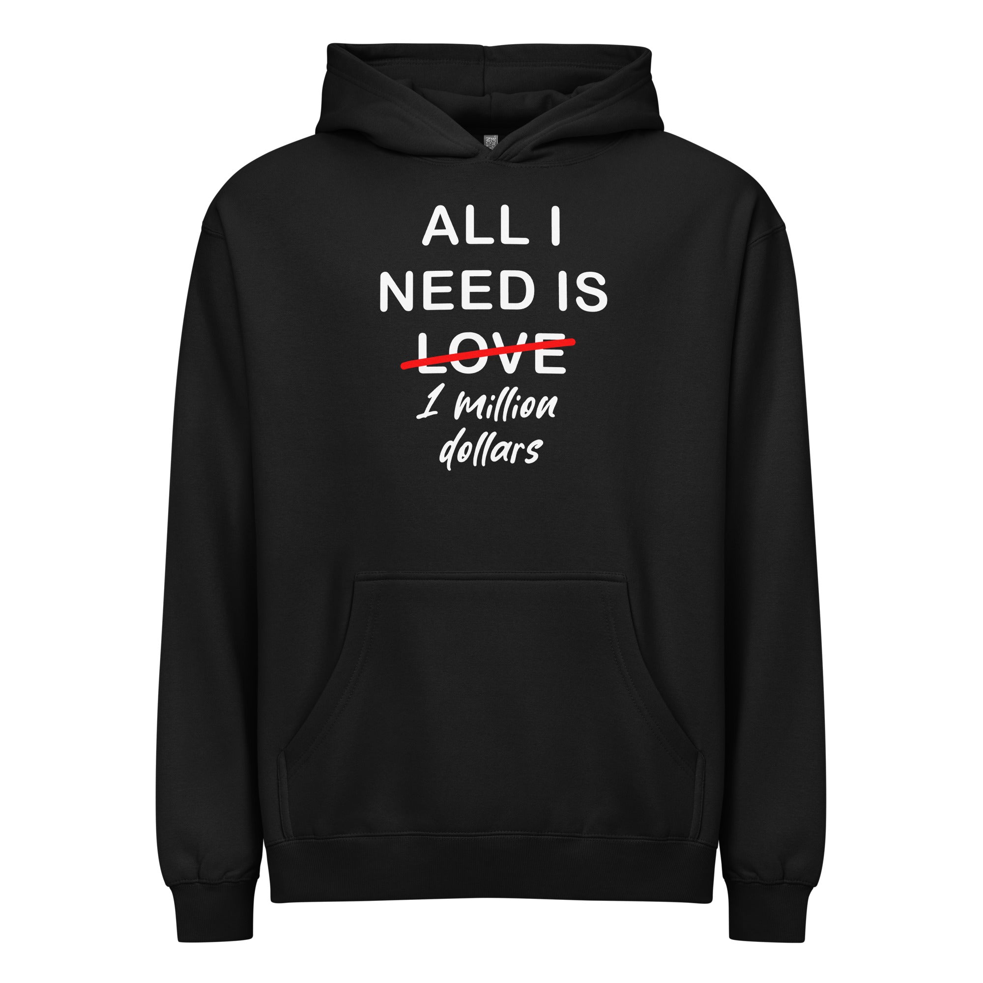 Black Hoodie All I Need Is 1 Million Dollars Signature