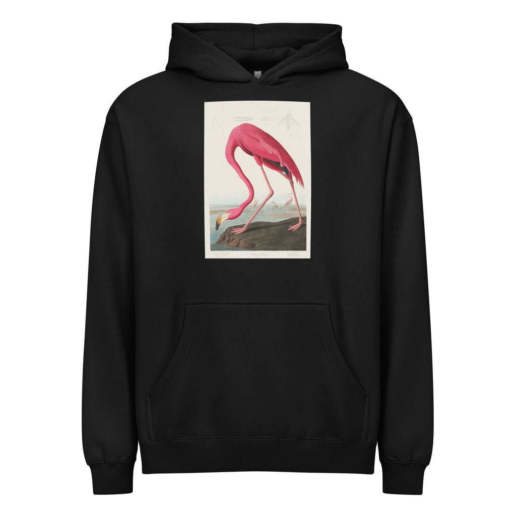 Black Hoodie Pink Flamingo - John James Audubon 1827 Signature