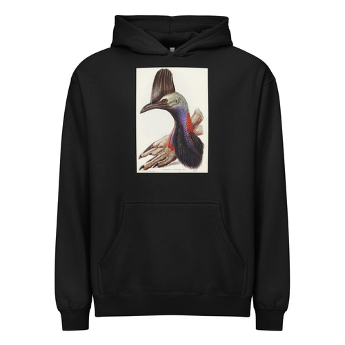 Black Hoodie Australian Cassowary Casuarius Australis Illustrated - Elizabeth Gould 1804 Signature