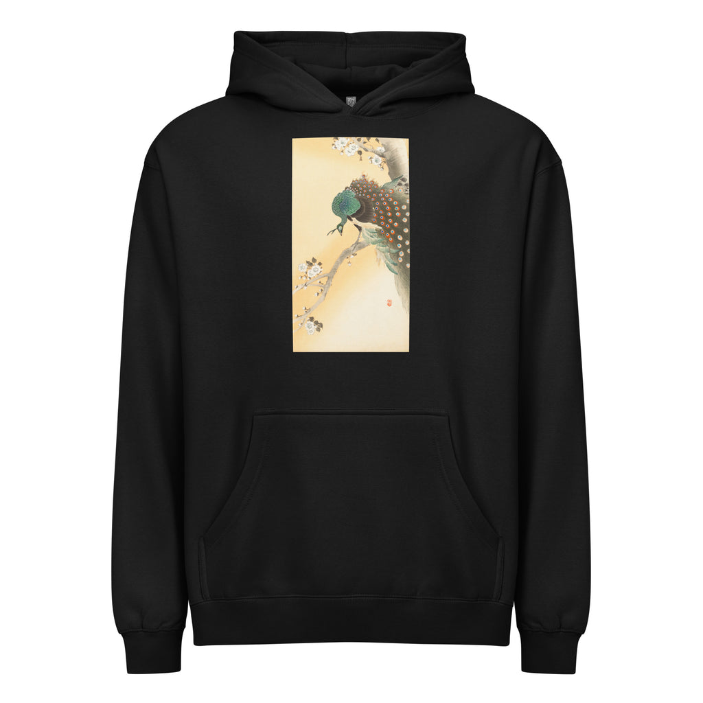 Black Hoodie Peacock On A Cherry Blossom Tree - Ohara Koson 1900 Signature