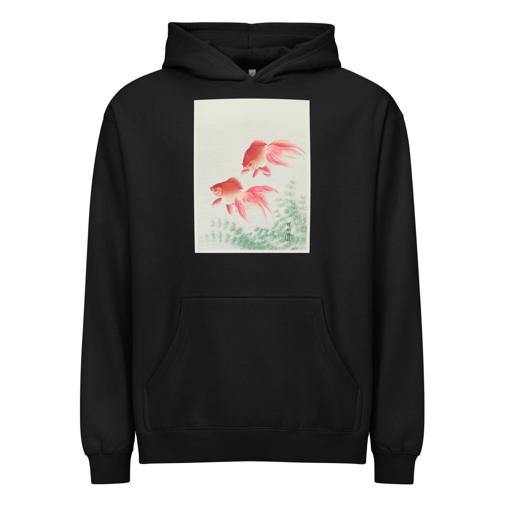 Black Hoodie Two Veil Goldfish - Ohara Koson 1926 Signature