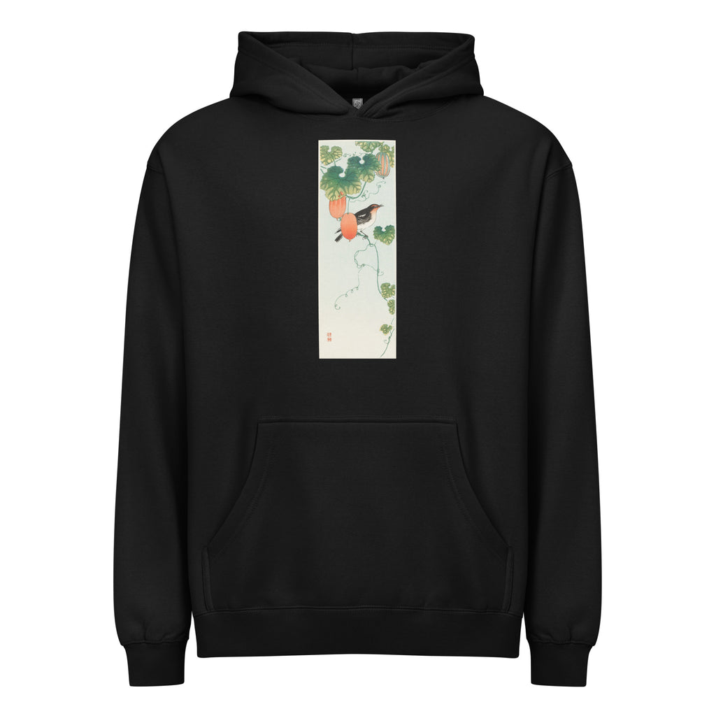 Black Hoodie Songbird In Cucumber Plant - Ohara Koson 1925 Signature