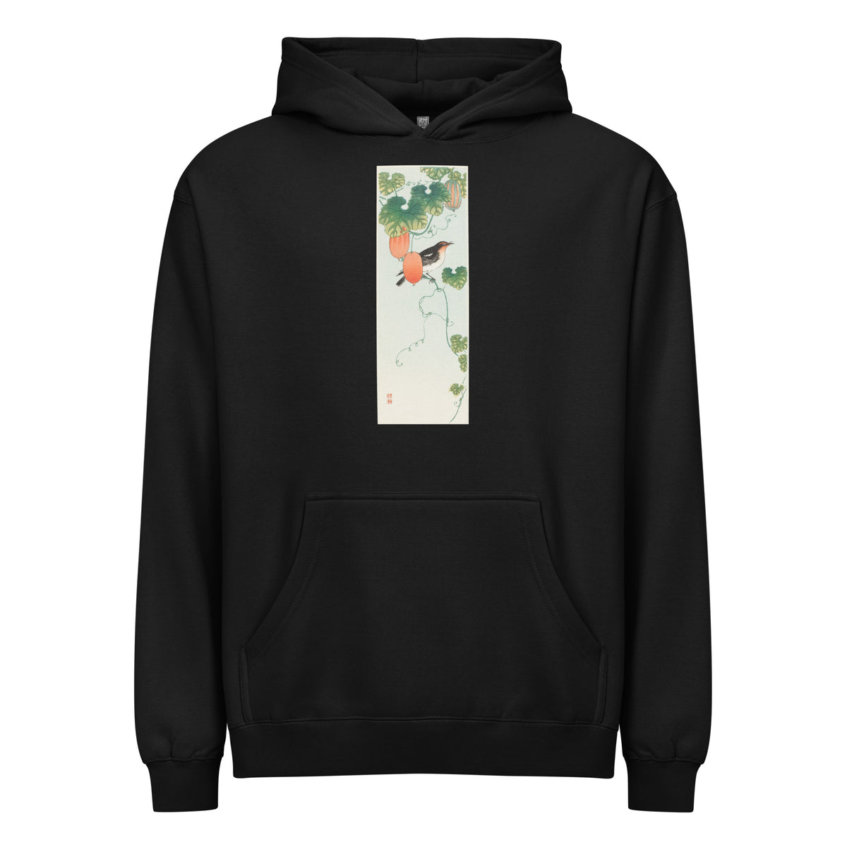 Black Hoodie Songbird In Cucumber Plant - Ohara Koson 1925 Signature