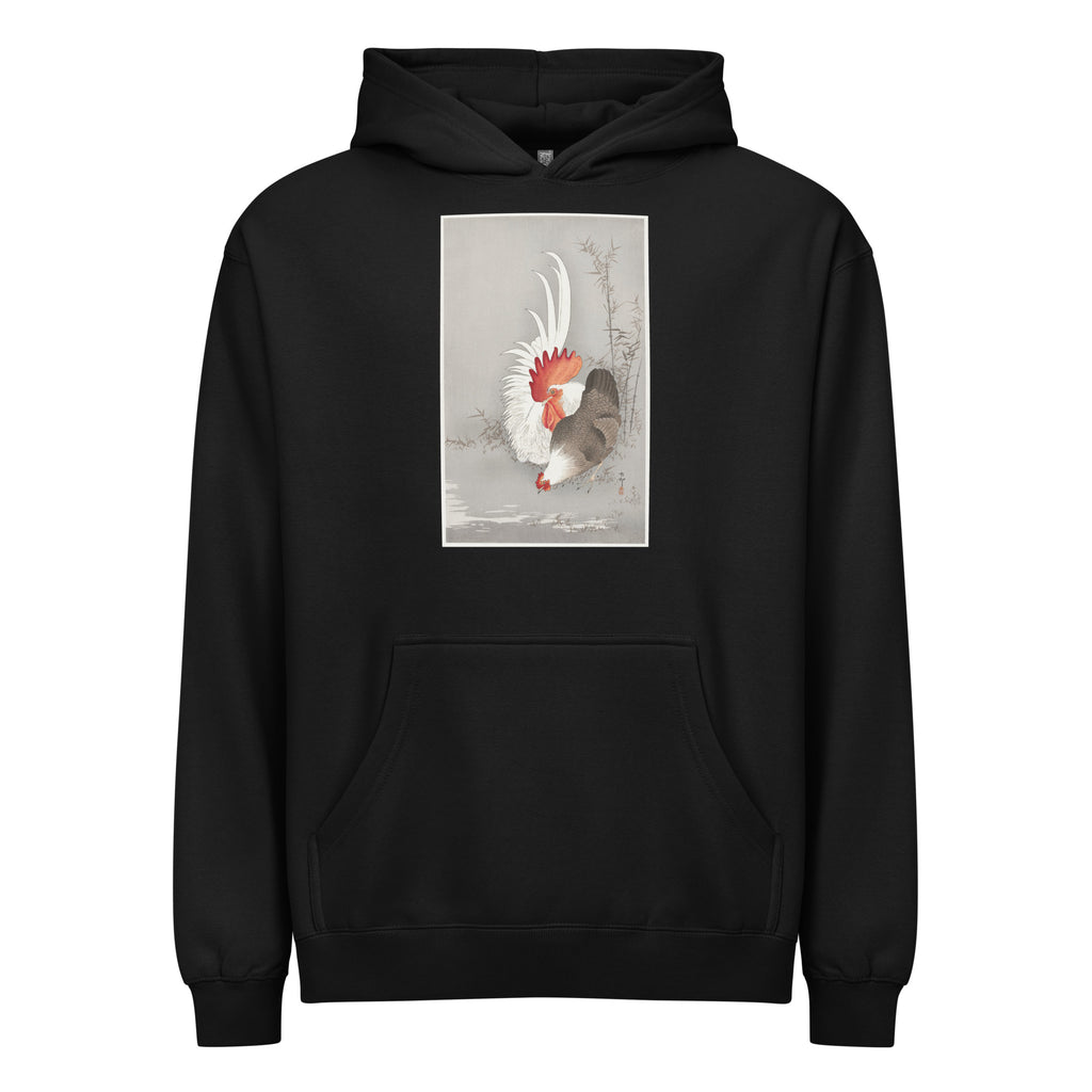 Black Hoodie Rooster And Chicken - Ohara Koson 1900 Signature