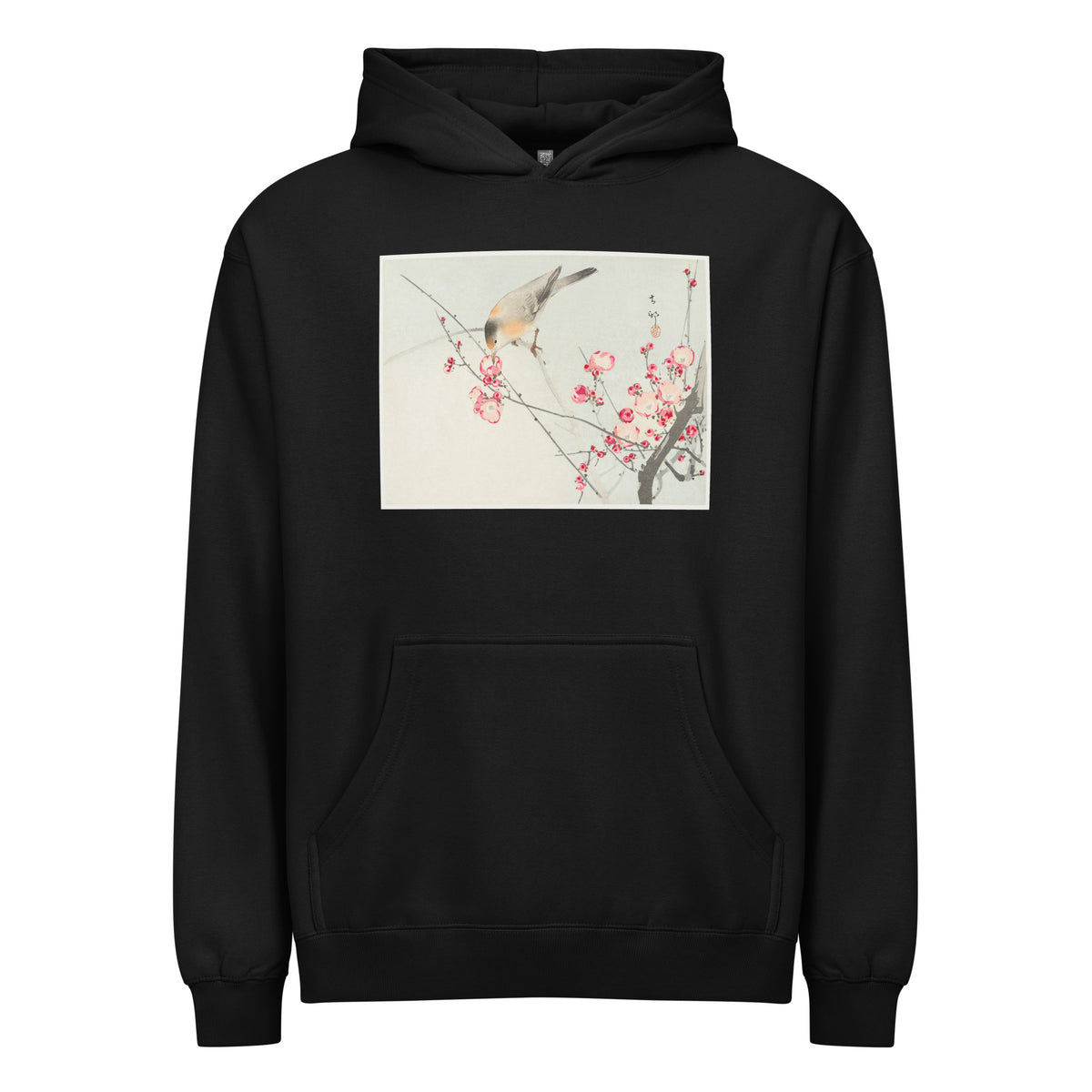 Black Hoodie Songbird On Blossom Branch - Ohara Koson 1900 Signature
