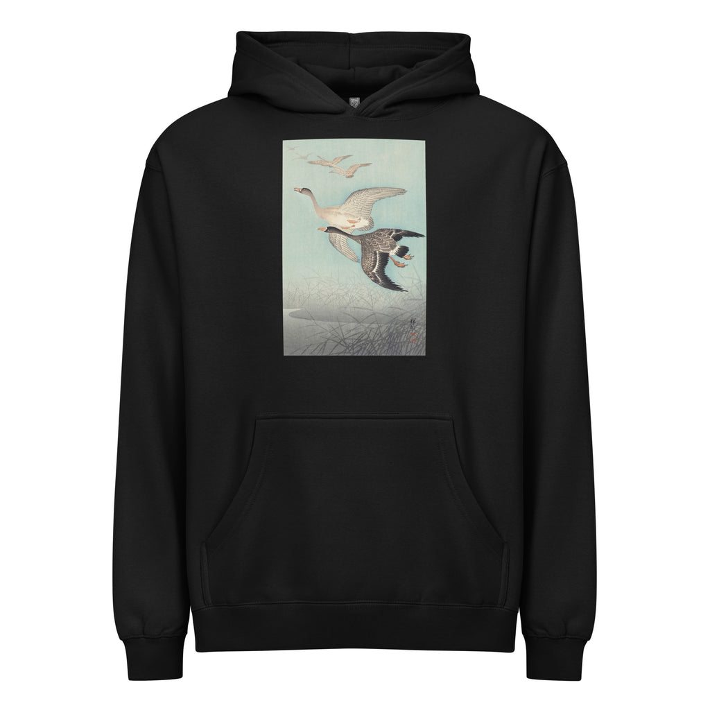 Black Hoodie Great Geese In Flight - Ohara Koson 1925 Signature