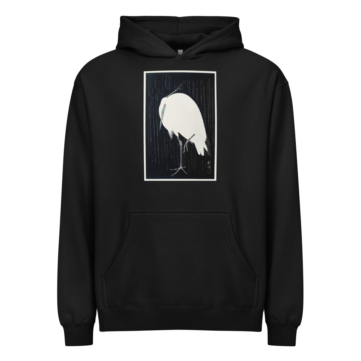 Black Hoodie Egret In The Rain - Ohara Koson 1925 Signature