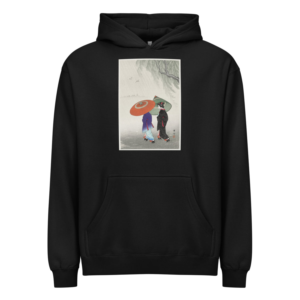 Black Hoodie Two Women In The Rain - Ohara Koson 1925 Signature