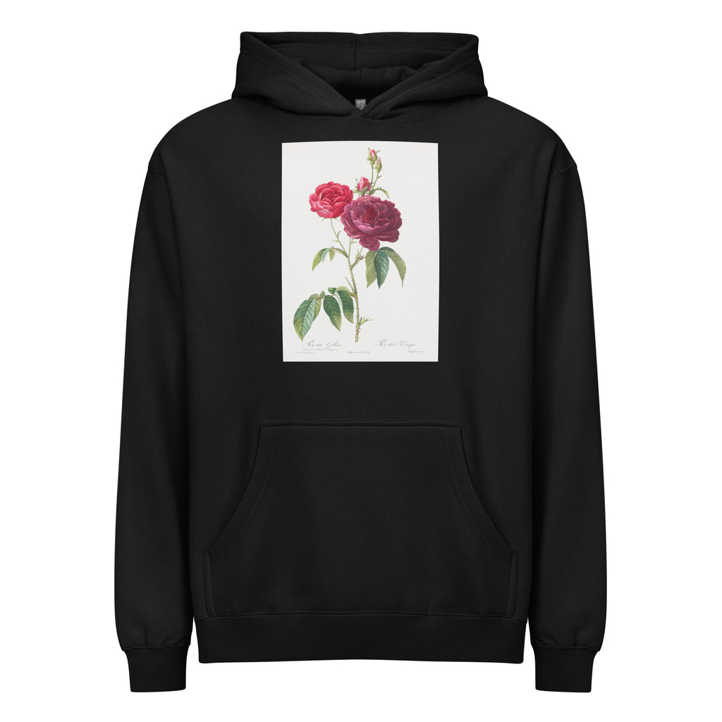Black Hoodie Purple French Rose Rosa Gallica Purpuro-Violacea Magna Signature