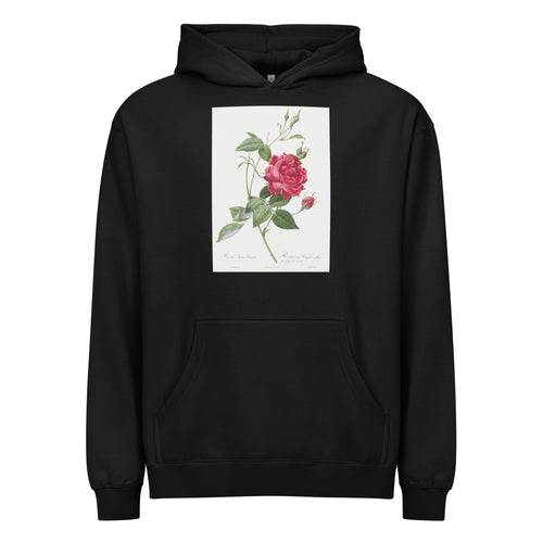 Black Hoodie Blood-Red Bengal Rose Rosa Indica Cruneta Signature