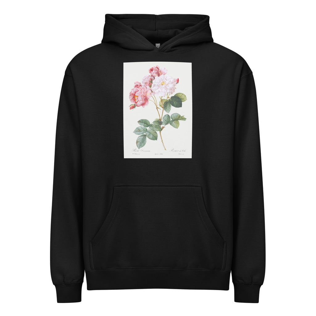 Black Hoodie Rosa Damascena Rosebush Rosa Damascena Signature