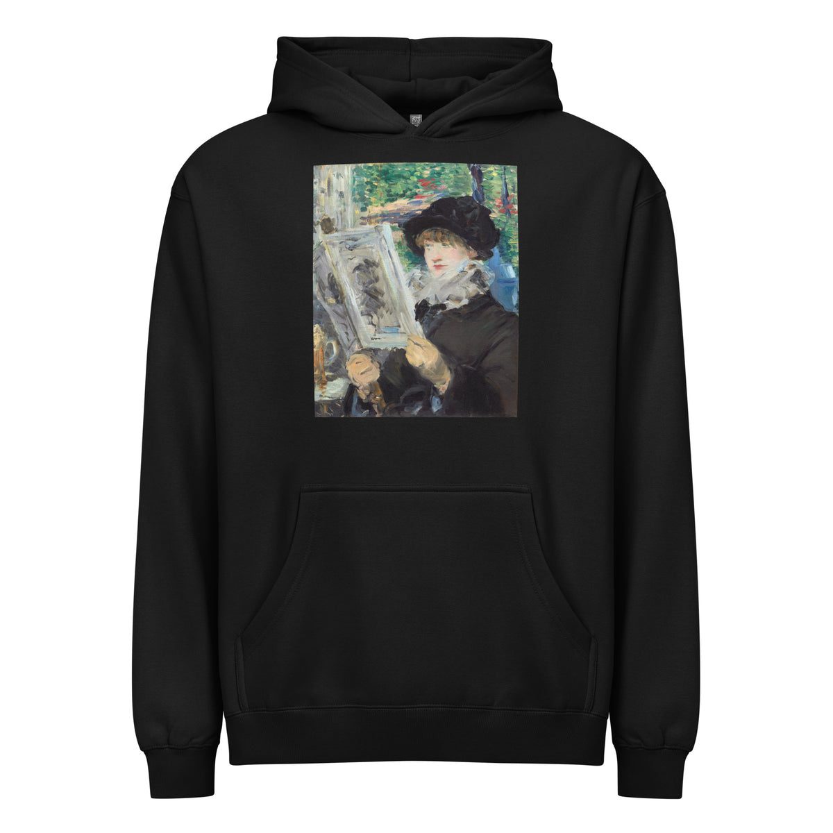 Black Hoodie Woman Reading Painting In High Resolution Signature