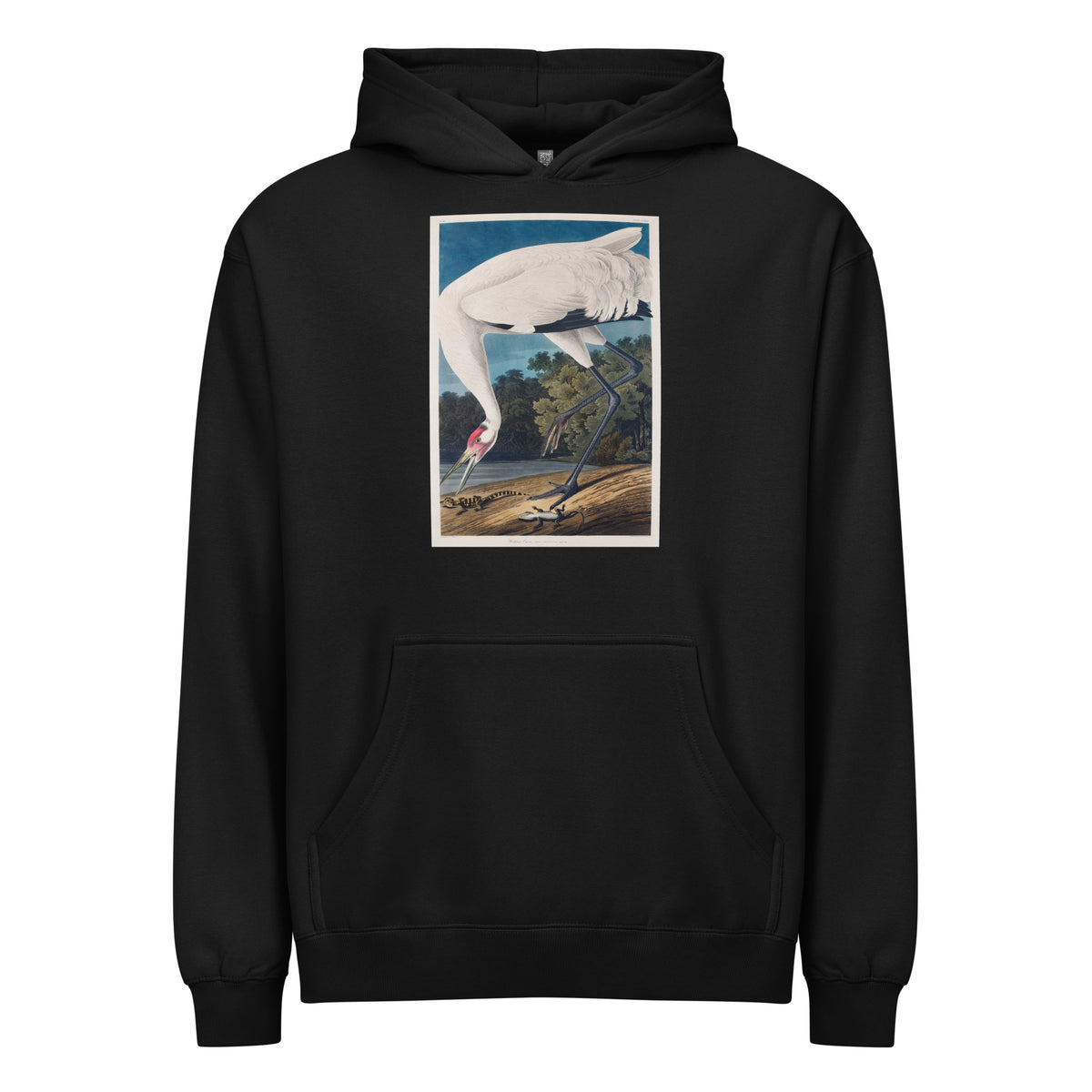 Black Hoodie Hooping Crane Signature