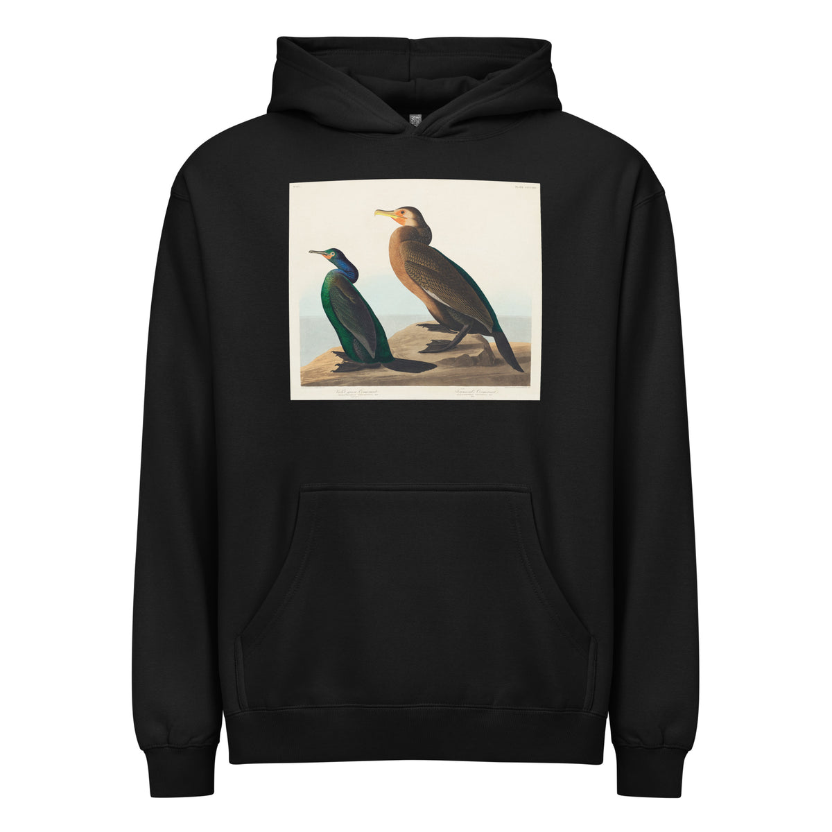 Black Hoodie Violet-Green Cormorant And Townsend S Cormorant - John James Audubon 1827 Signature