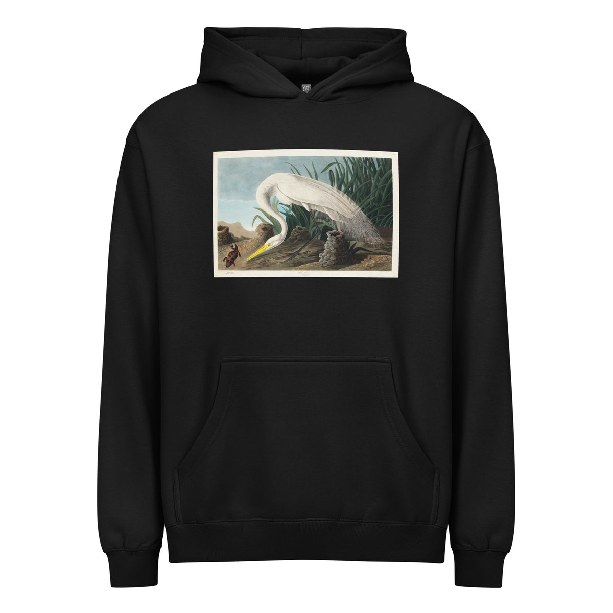Black Hoodie White Heron Signature