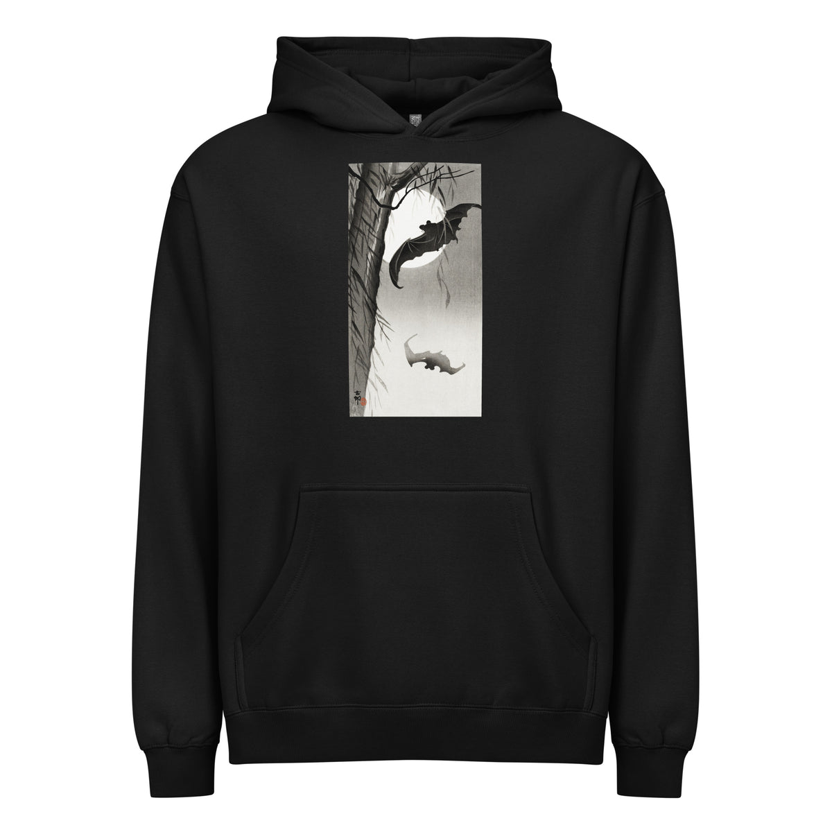 Black Hoodie Bats Under The Full Moon - Ohara Koson 1900 Signature