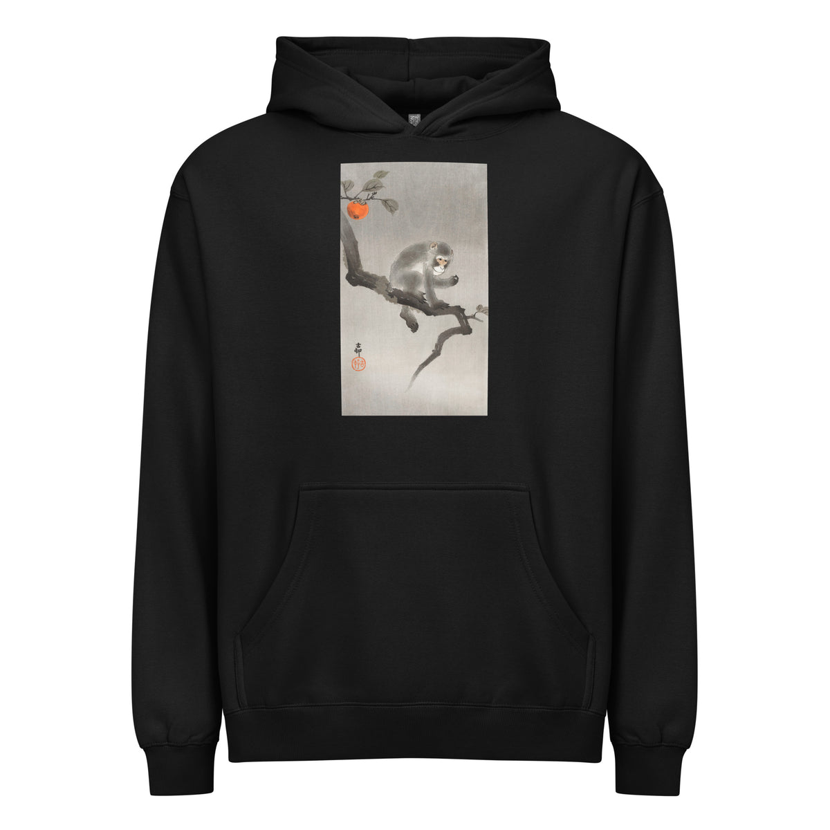 Black Hoodie Monkey In Cockatoo - Ohara Koson 1900 Signature