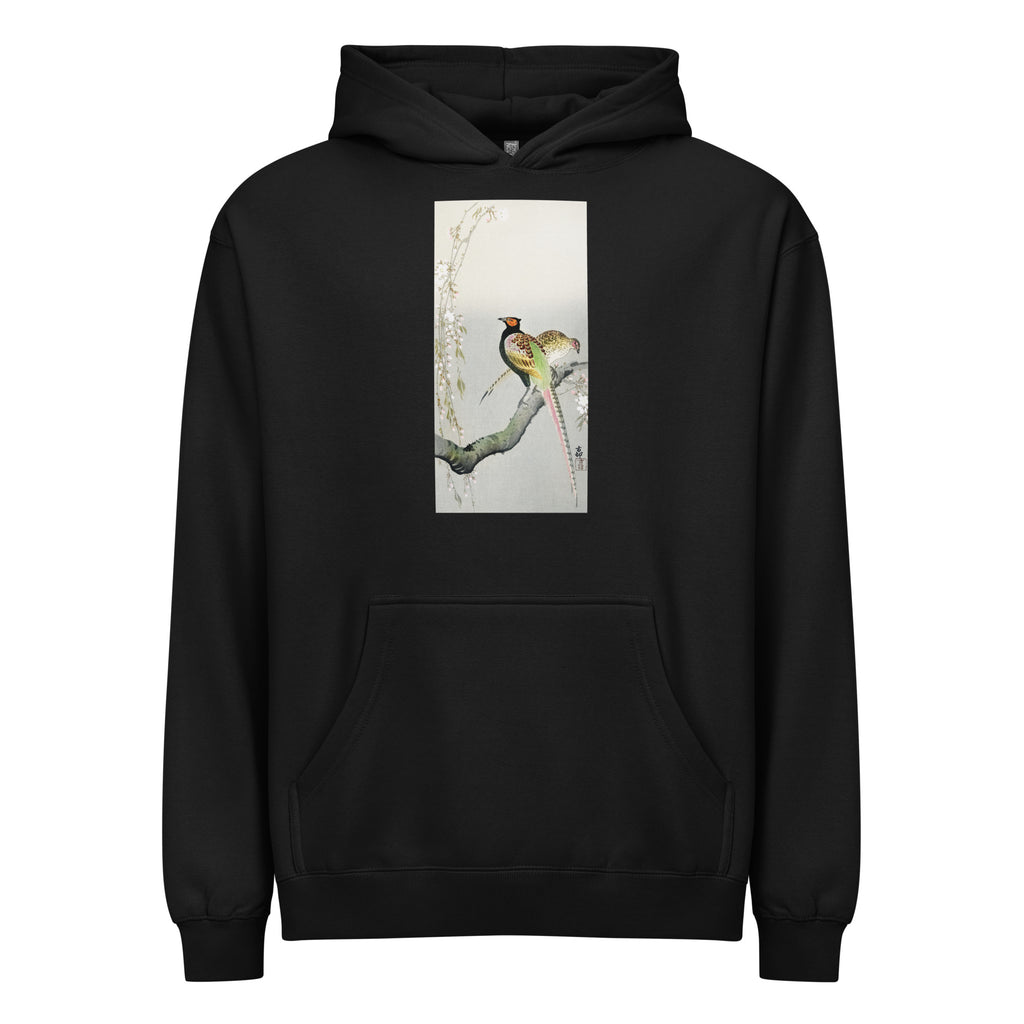 Black Hoodie Couple Pheasants And Cherry Blossom - Ohara Koson 1900 Signature