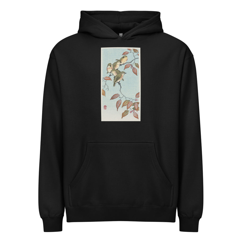 Black Hoodie Birds On A Branch - Ohara Koson 1900 Signature