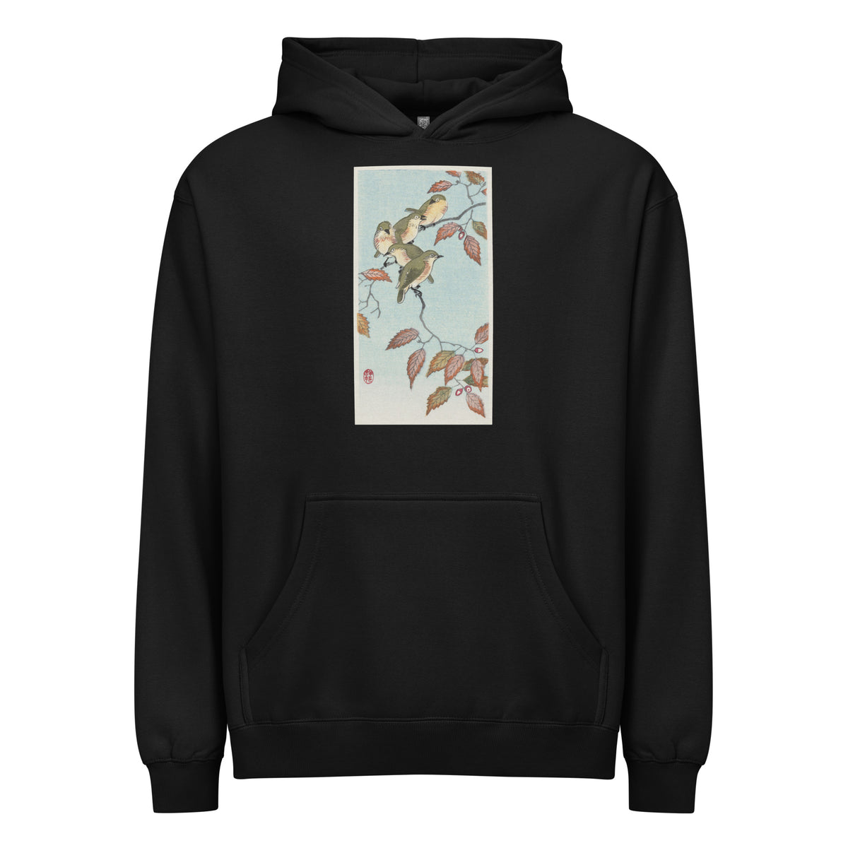 Black Hoodie Birds On A Branch - Ohara Koson 1900 Signature
