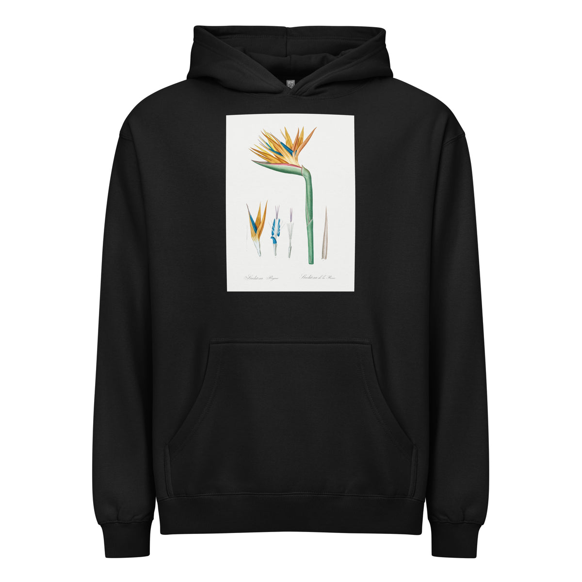 Black Hoodie Bird Of Paradise Illustration Signature