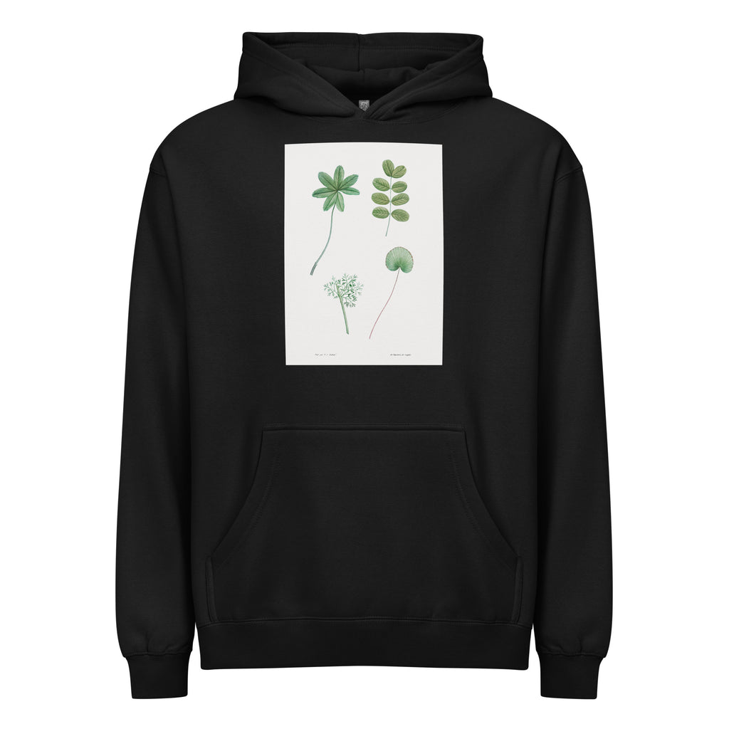 Black Hoodie Tree Leaf Set - Pierre-Joseph Redoute 1759 Signature