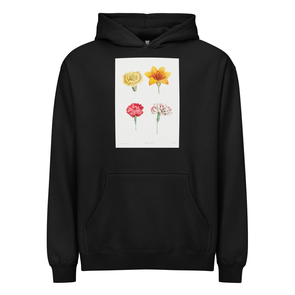 Black Hoodie Flower Set - Pierre-Joseph Redoute 1759 Signature