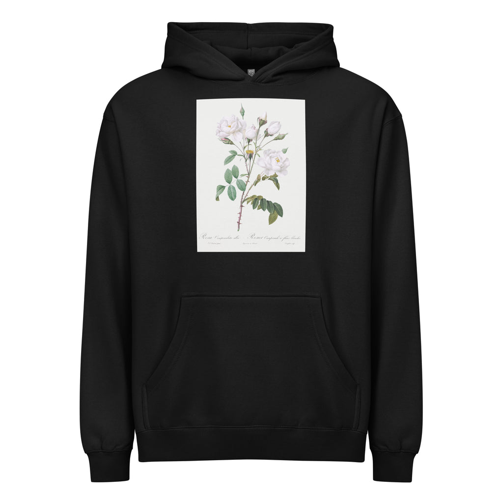 Black Hoodie Rosa Campanulata Alba Also Known As Pink Bellflowers To White Flowers Signature