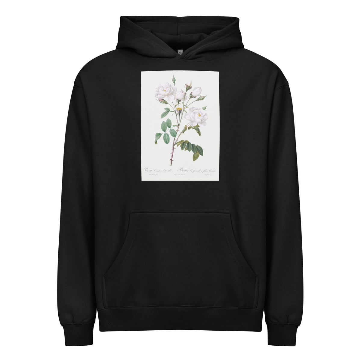 Black Hoodie Rosa Campanulata Alba Also Known As Pink Bellflowers To White Flowers Signature