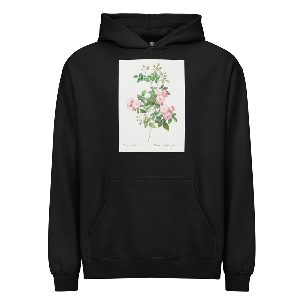 Black Hoodie Flesh-Pink Multiflora Rosa Multiflora Carnea Signature